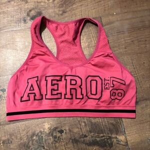 Aeropostale Hot Pink Racerback Sports Bra with Black Trim